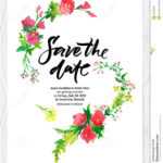 Wedding Floral Watercolor Card Save The Date. Stock Vector Within Save The Date Cards Templates