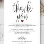 Wedding Thank You Note, Printable Thank You Card Template With Template For Wedding Thank You Cards