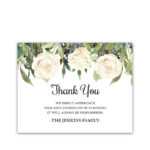 White Roses Funeral Thank You Card For Guests Custom With Regard To Sympathy Thank You Card Template