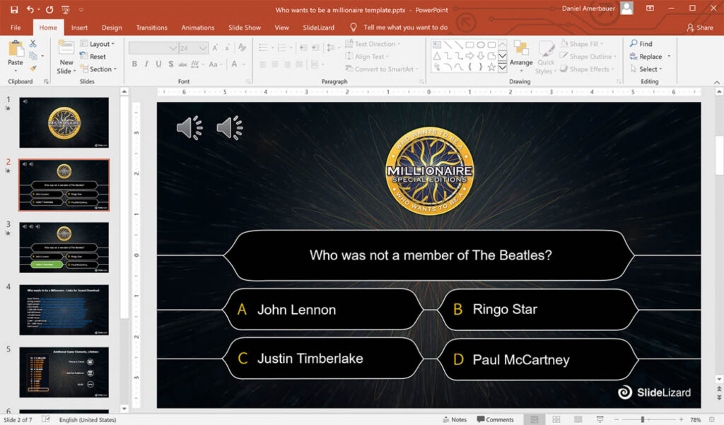 Who Wants To Be A Millionaire Powerpoint Template | Slidelizard throughout Quiz Show Template Powerpoint